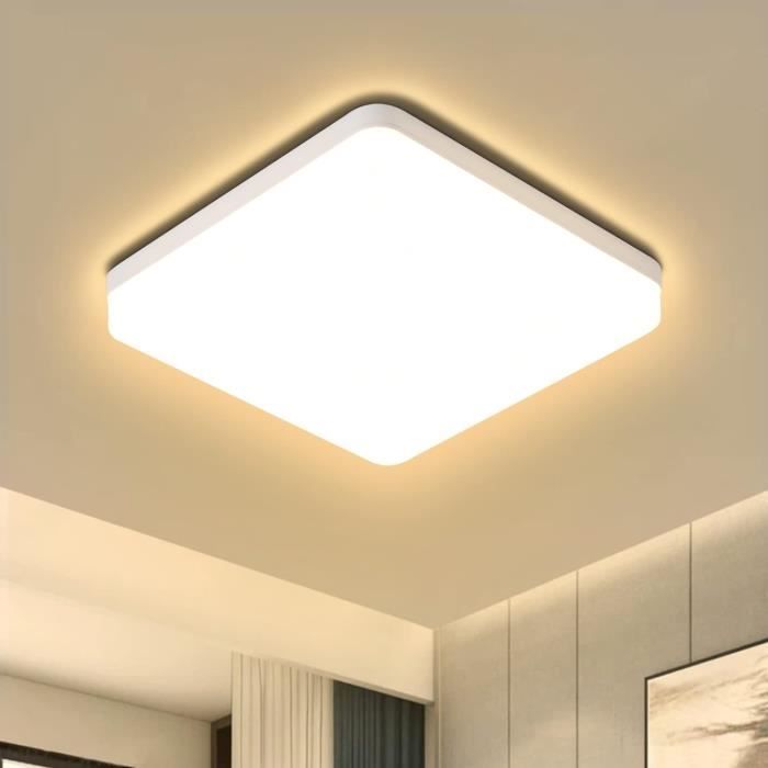 Qamra Plafonnier LED, Plafonniers Modernes En Bois Blanc 30 Cm