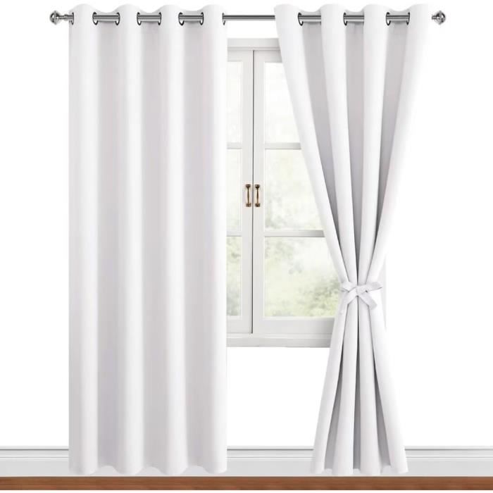 Rideaux Occultants Extérieurs Blancs - Lot De 2 (1.2m X 1.5m Chaque) - Polyester - Pour Terrasse, Jardin, Fenêtre - 6