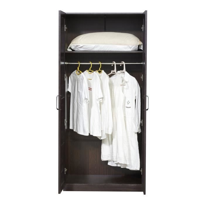 Armoire de chambre Finning 1 étagère MDF 176 x 80 x 52 cm effet noyer foncé