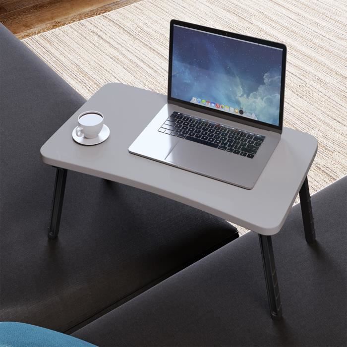 table d'appoint holbæk pour ordinateur portable 75 x 90 x 40 cm blanc - effet noyer [en.casa]