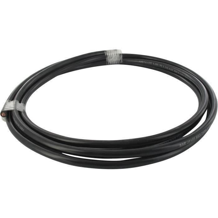 Câble batterie noir à 6 conducteurs avec gaine polyvinyl type 2 - 60V 6GA, L: 3m, diamètre câble int: 5,5mm, diamètre ext: 9mm