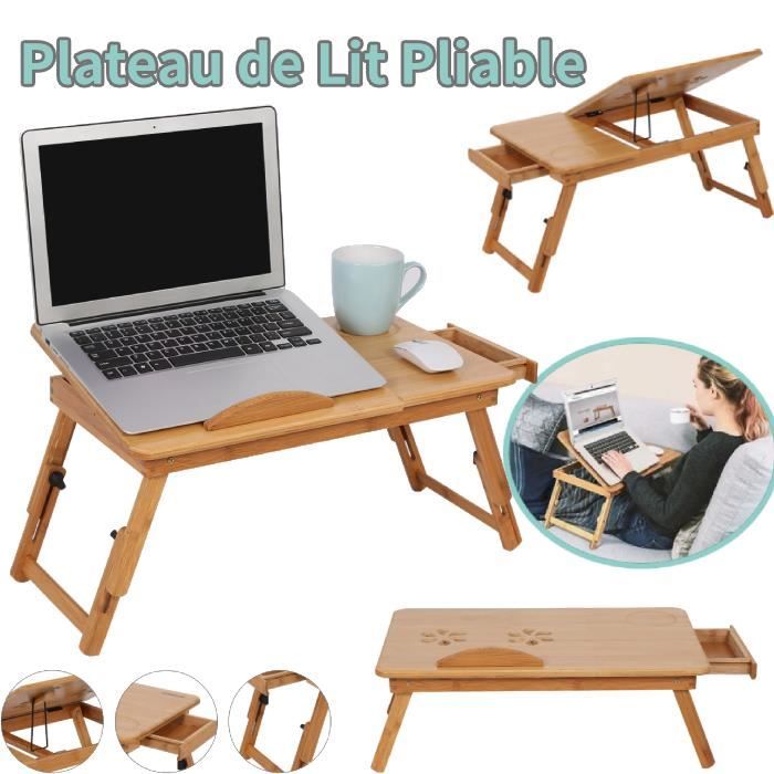 Plateau de Lit Pliable, Table pour Ordinateur Portable, Bureau
