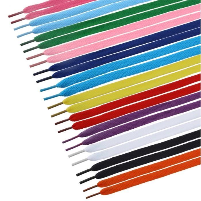 12 paires de lacets plats en coton color pratique pour chaussures
