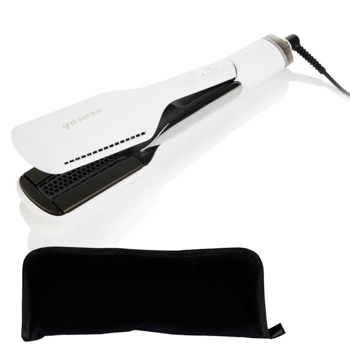 GHD - Fer à Lisser Lisseur Séchant - Duet Style - 2 en 1 Blanc + Pochette Hairprice Noire