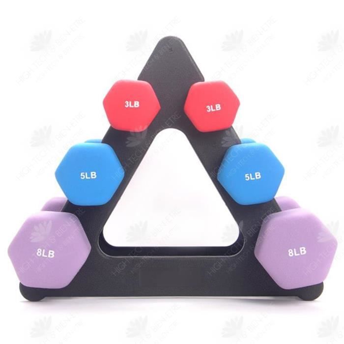 Rangement à Haltères 3 Niveaux, Support Pour 6 Haltères, Noir, Léger, PP