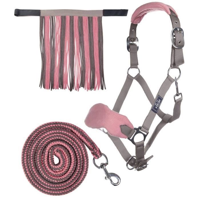 Ensemble Licol & Franges Anti-Mouches Pour Cheval - HKM 10733 | Taille Réglable | 180 Cm | Bleu