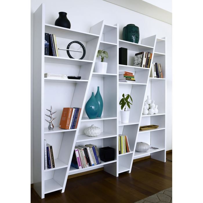 SHAKER 4 Biblioth que tag re Design Blanc Laqu Cdiscount Maison