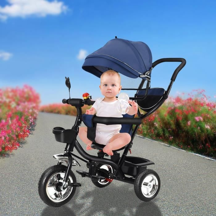 Tricycle évolutif Pour Enfant 2-5 Ans - Siège Et Guidon Réglables, Frein, Panier, Pneus Air
