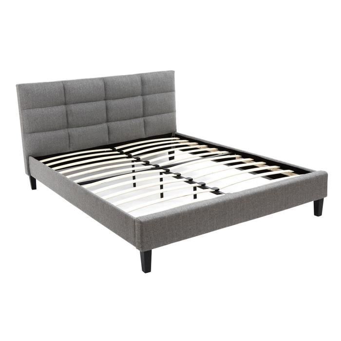 Miliboo Lit Adulte 160x200 Cm Gris Clair Emery Achat Vente