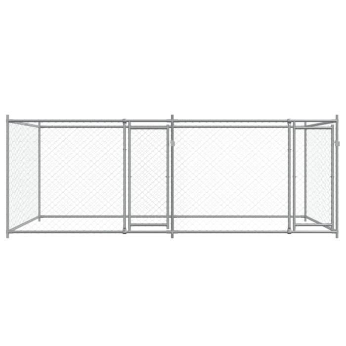 Comparer les prix de Cage pour chien avec portes gris 4x2x1,5 m acier galvanisé