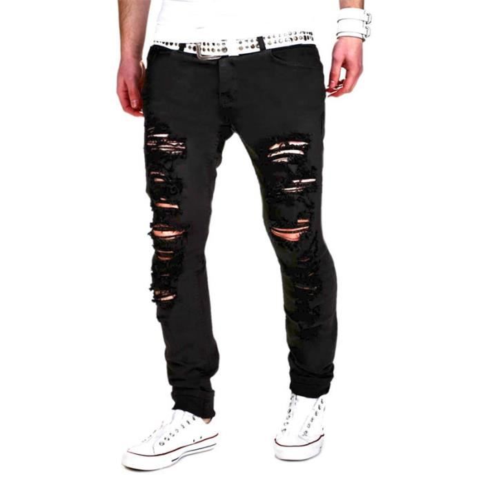 Pantalon troué shop noir