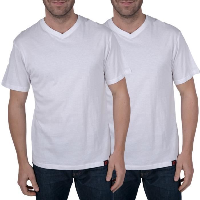lot de 2 t-shirts homme pierre cardin - col v - coupe droite - blanc/noir/gris - tailles m à xxl