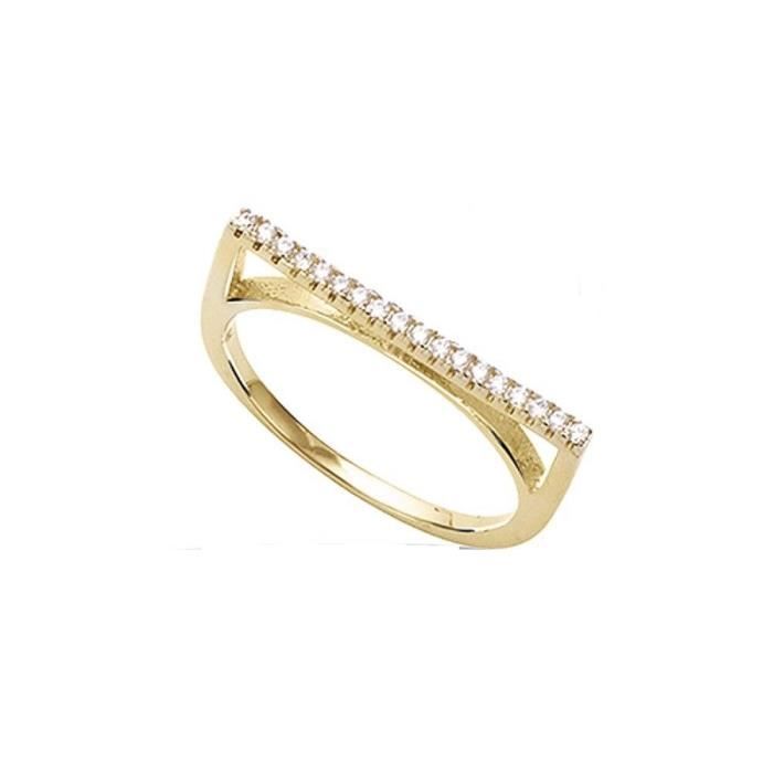 Bague Barre Zirconium Taille 54 Plaque Or 750 000 Garanti Sans