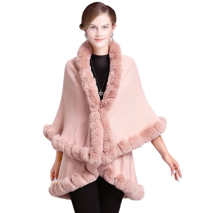 Keluosi Manteau Chale Femme Hiver Blouson Veste En Fausse Fourrure Manteaux Cape Manteaux De Mariage Rose Rose Achat Vente Doudoune Cdiscount