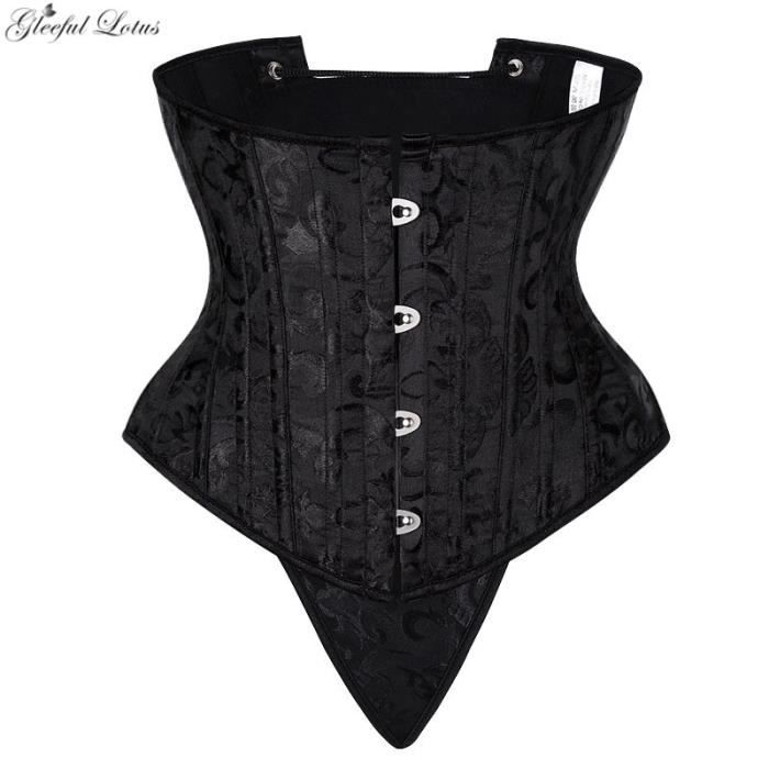 Corset Sous-buste Gothique En Simili-cuir Avec String - Noir, Avec éclairage LED, Neuf Avec étiquettes