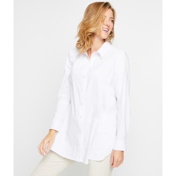 Chemise gaze de coton Chill blanche oversize/loose