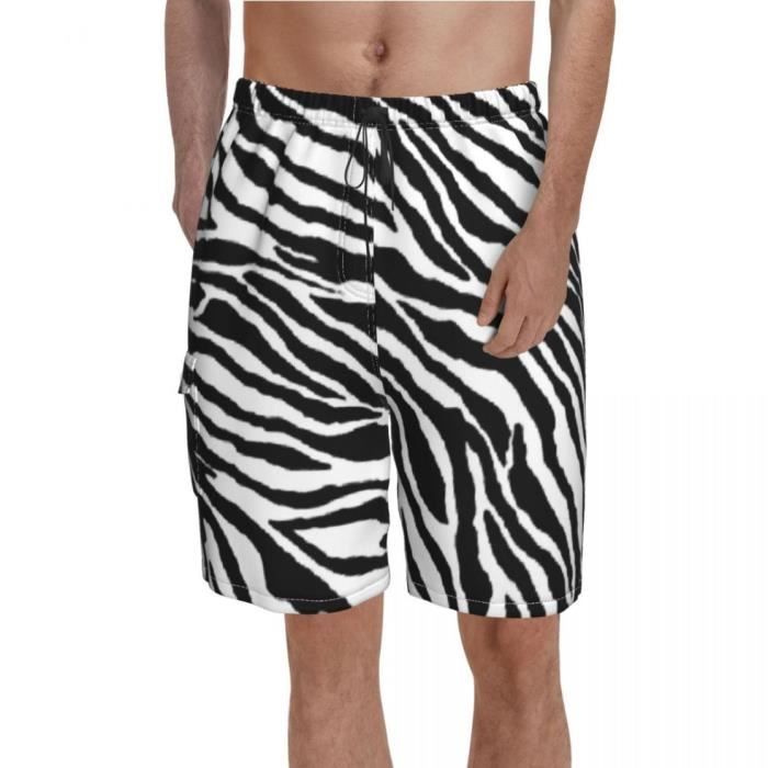 short en coton imprimé poisson animal short hawaïen d'été short de plage cordon de serrage