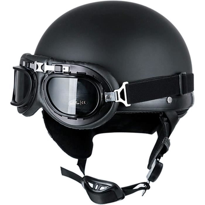 Casque Moto Vintage Demi-jet Tête De Mort - Homologué ECE/DOT - Taille M (57-58 Cm) - ABS - Pour Scooter, Custom