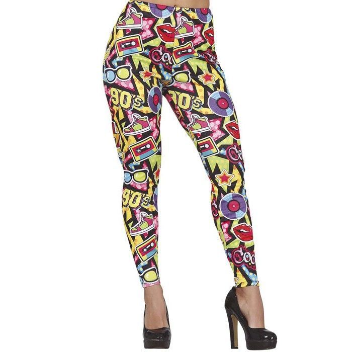 Legging Pour Femme Des Années 80 - Pantalon Rétro Fluo Imprimé