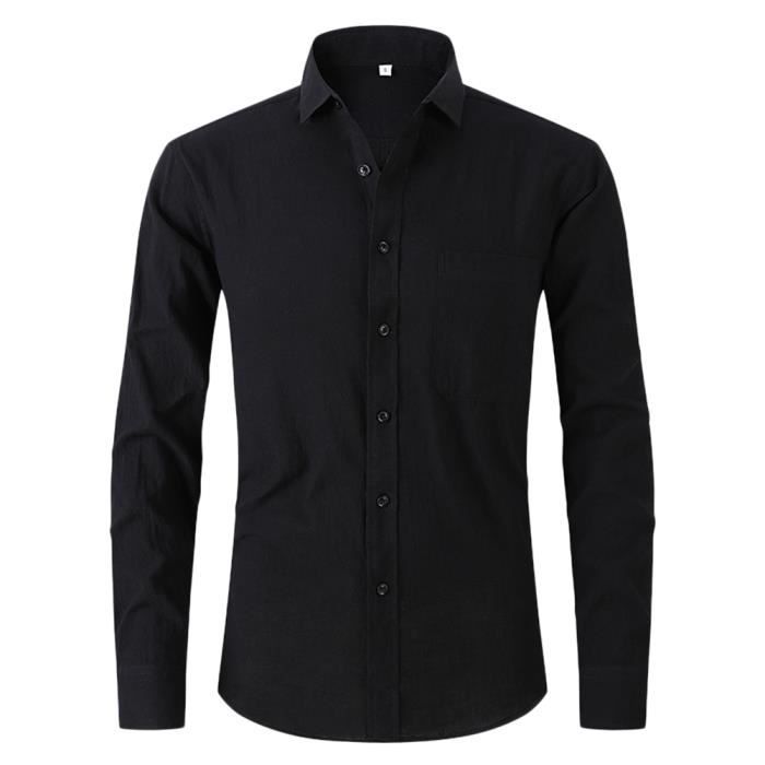 Chemise Homme Manches Longues Coupe Ajustée Infroissable - Chemise Loisirs Anti-Taches Élégante