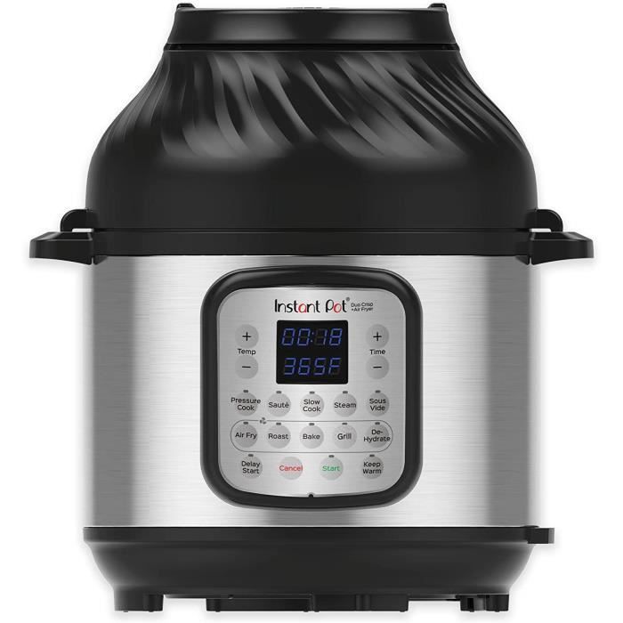 Instant Pot DUO CRISP + Air Fryer 8L Multicuiseur 11 fonctions en 1 : autocuiseur, poêle à frire, cuiseur vapeur, cuiseur lente