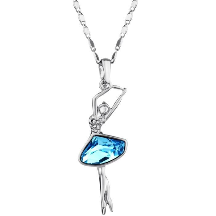 Neoglory Bijoux Collier Pendentif Bleu Petite Fille Qui Danse Ballet Fille Femme Cristaux Autrichiens Achat Vente Sautoir Et Collier Neoglory Bijoux Collier Penden Metal Bleu