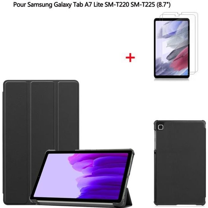 Tablette Coque Samsung Galaxy Tab A7 Lite SM-T220 Noir Housse PU