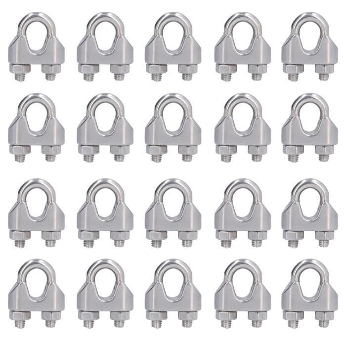 AUN-Serre-câble En Acier Inoxydable 20 Pcs En Acier Inoxydable Câble