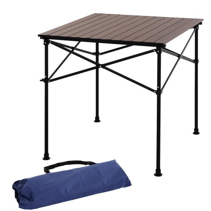 Table de camping de jardin pliable pliante en aluminium portable 70x70x70cm 
