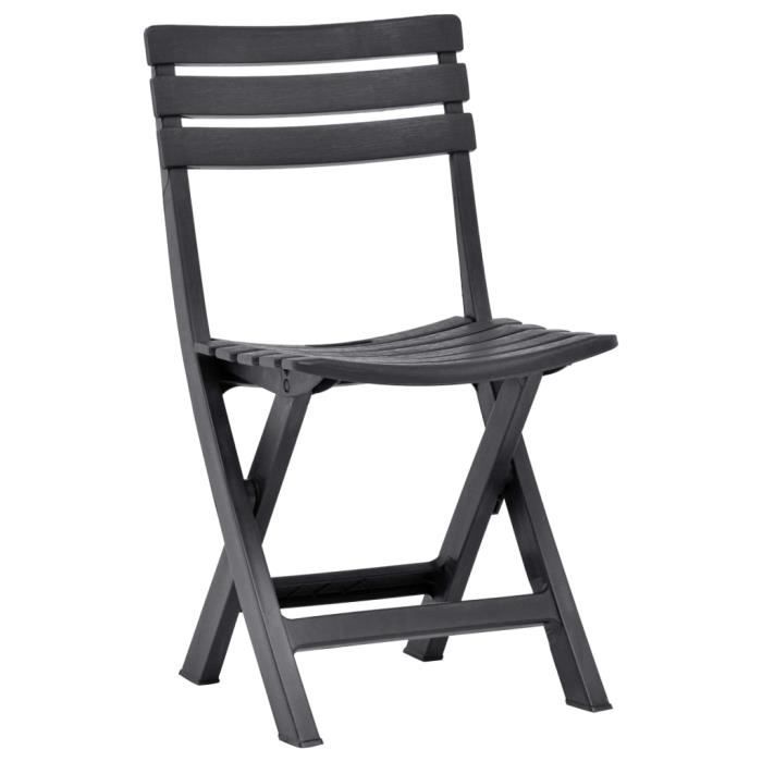 GARS Chaises de jardin pliables 2 pcs Plastique Anthracite Anthracite(8332)