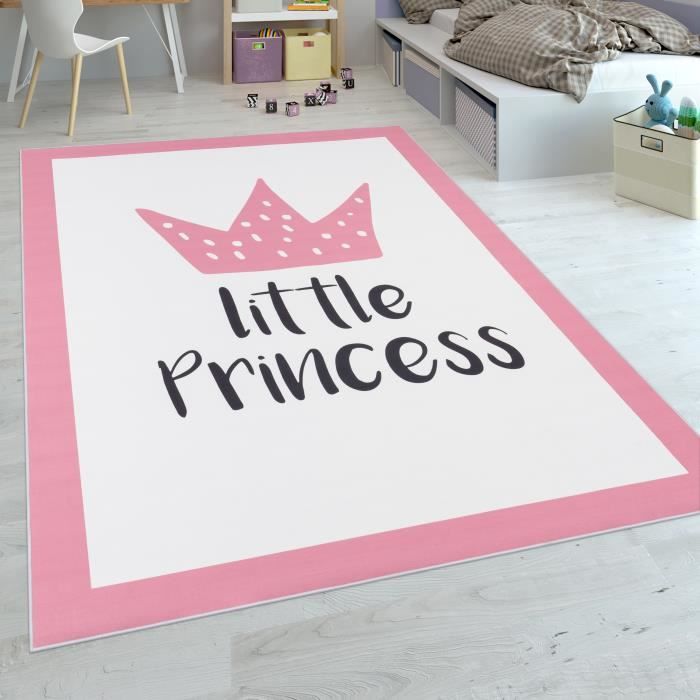 Tapis Enfant Chambre Enfant Filles Tapis Bébé Lavable Princesse Inscription  Rose [160x230 cm] - Cdiscount Maison