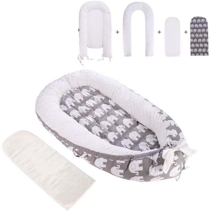 Nid Pour Bebes Lit De Bebe Hypoallergenique En Mousse De Coton Lit Double Avec 2 Matelas Remplacables Gris Elephant Cdiscount Puericulture Eveil Bebe