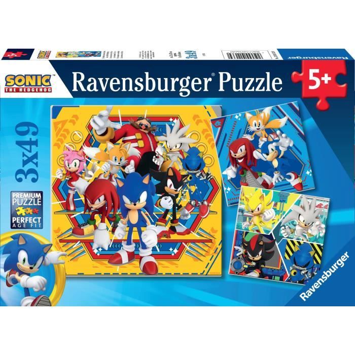 Ravensburger-Puzzles 3x49 pièces - Les aventures de Sonic-4005555011330-A partir de 5 ans