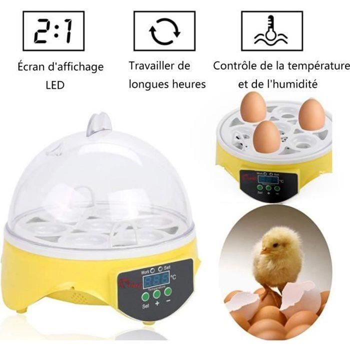 Comparer les prix de gift-Couveuse Incubateur 7 œufs Automatique Intelligent Numérique -Affichage LED-15W-Température réglable