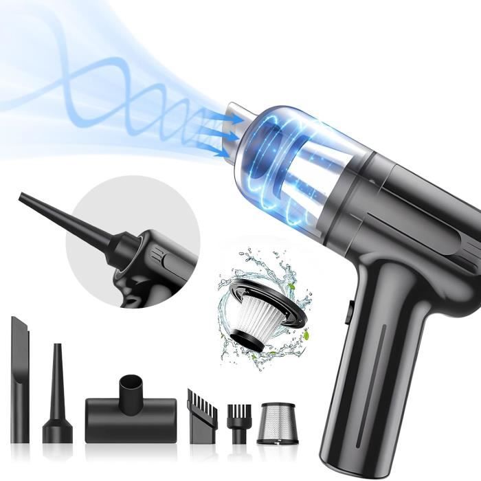 Aspirateur à Main Sans Fil 11000Pa - Pliable - 4 En 1 Aspiration/Soufflage - 5000mAh LED - Pour Voiture & Maison
