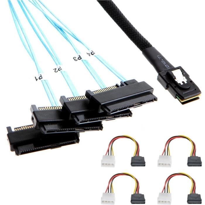 Câble Mini SAS SFF-8643 Vers SFF-8087 1M - YIWENTEC Internal HD 12Gbps