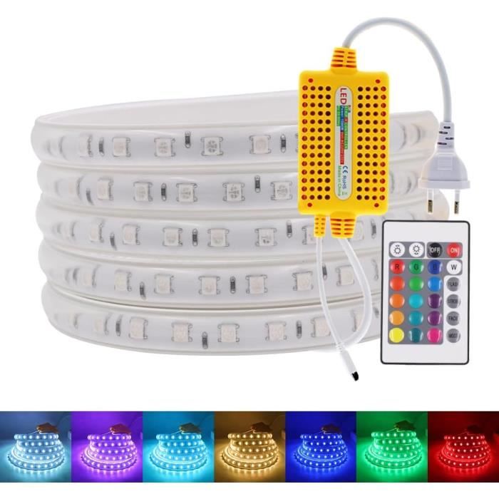 Bande LED 20 Mètres 220V - IP65 étanche, Blanc Naturel 4000K - Coupable Tous Les 10 Cm Avec Interrupteur