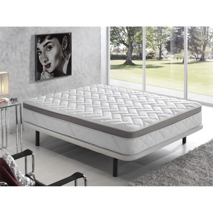 SIMPUR RELAX - Matelas à mémoire de forme 160x200 cm Visco Premium - Épaisseur 25 cm - Mousse H.R - Fil dArgent SILVER®