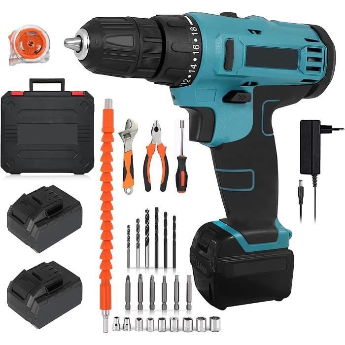 Batterie 2,0 Ah Pour Perceuse Sans Fil 21 V - Couple 18+1 - Compatibilité à Vérifier - Couleur Bleue
