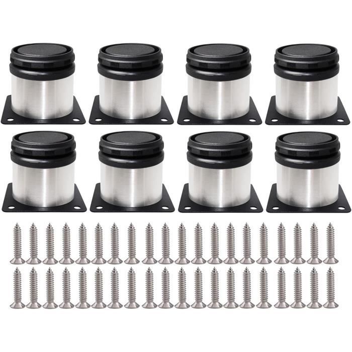 Pack De 8 Articles) Réglable En Hauteur Pieds De Meubles, Rond