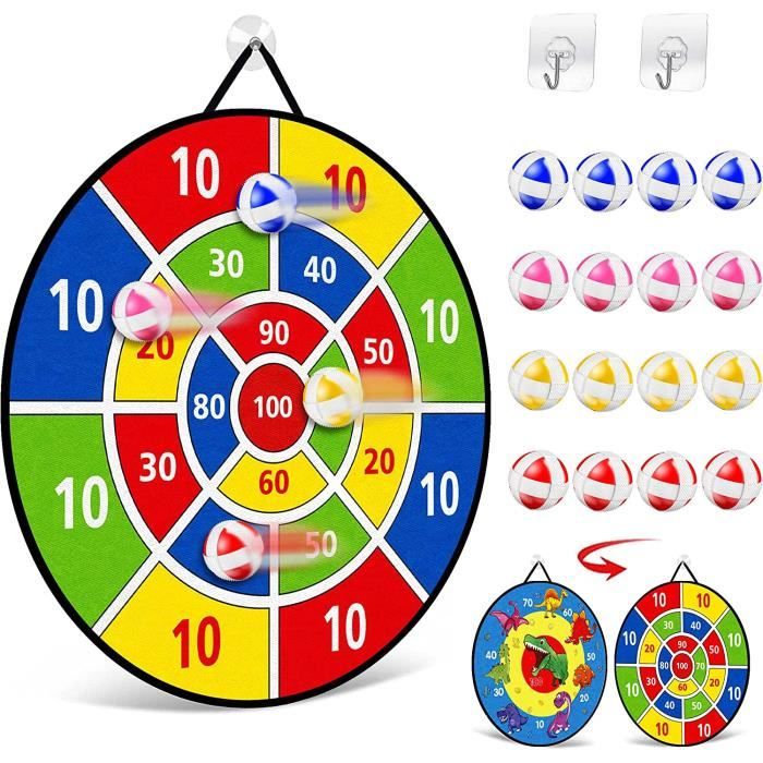 Jeu De Fléchettes Réversible 66 Cm – 16 Balles Scratch, Extérieur/intérieur, Enfant Dès 3 Ans, Animaux Et Chiffres