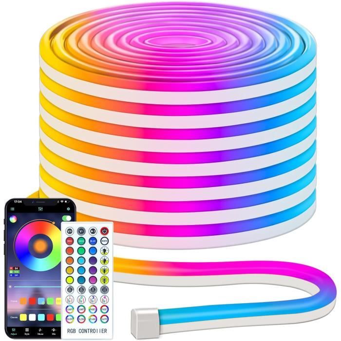 Bande Led Néon Rvb De 15 M, Flexible, Multicolore, Contrôle Avec ...