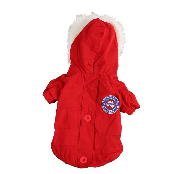 Manteaux d'hiver à capuche pour chien - SURENHAP - Rouge XL - Coton, Polyester