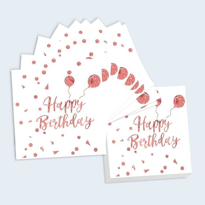 INHEMING Lot De 40 Serviettes Joyeux Anniversaire Arc-en-Ciel - Serviettes Papier Pastel 33x33cm Pour Fête Fille
