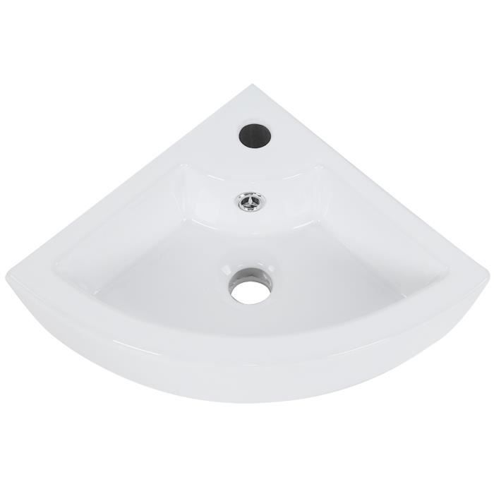 vidaXL Évier Triangulaire Céramique Blanc Toilette Lavabo de Salle Bain Vasque
