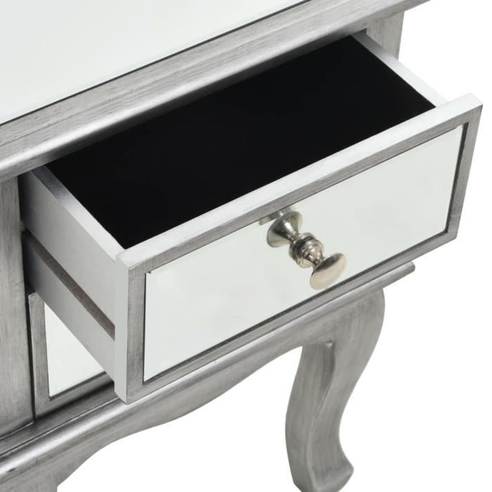 SHYFOY Table De Chevet à 2 Tiroirs Avec Poignée En Cristal Pour Chambre Salon Argent