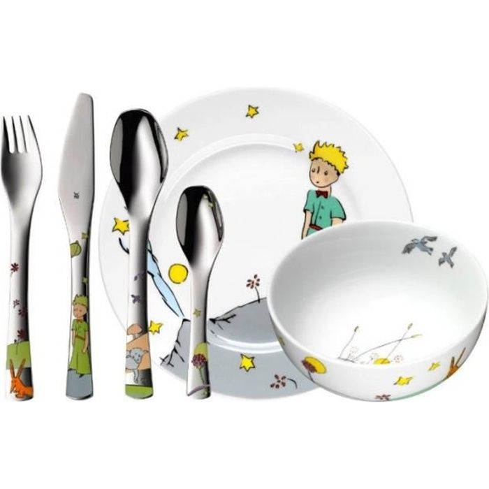 Set 6 pièces Petit Prince - WMF - Porcelaine et inox 18/10 - Blanc - Enfant - Maison - Lave-vaisselle