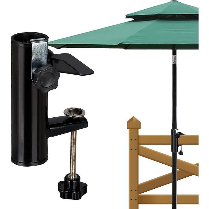 Clip Fixation Parasol Pour Balcon, Terrasse - Support Métal Pour Garde-corps 0-7 Cm - Gain De Place - 10