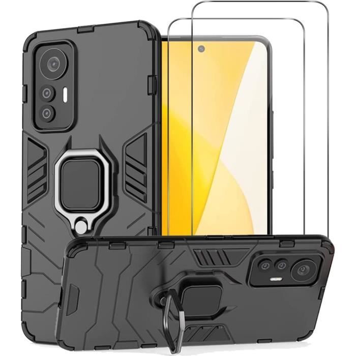 Compatible Xiaomi 12 Lite 5G Coque Résistante avec béquille et 2 Films protections écran en verre trempé [Novago]
