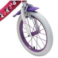Vélo enfant Fille 14'' Minnie / Disney ( taille enfant 90 cm à 105 cm ) Blanc & Rose, équipé de 2 freins, porte poupée, panier-1